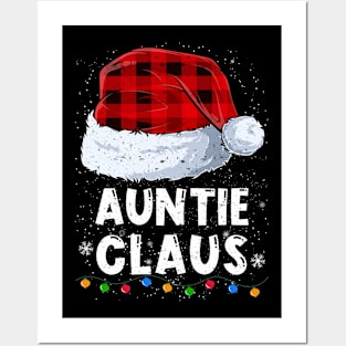 Auntie Claus Red Plaid Christmas Santa Family Matching Pajama Posters and Art